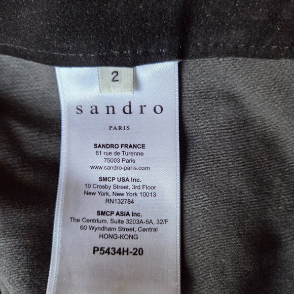 Stunning 100% Goat Leather Suede Black Sandro Skinny Pants - Picture 7 of 8